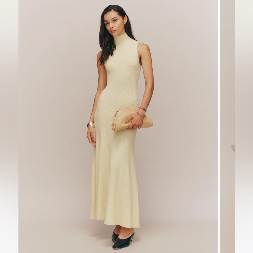 Reformation Odelia Cashmere Midi Dress Cream/Ivory Small